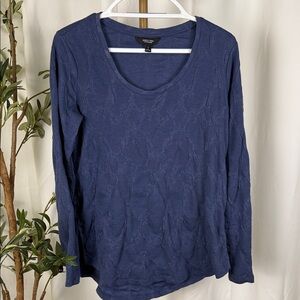 Simply Vera Wang Navy Scoop Neck Textured Long Sleeve Top Sz S (T5)